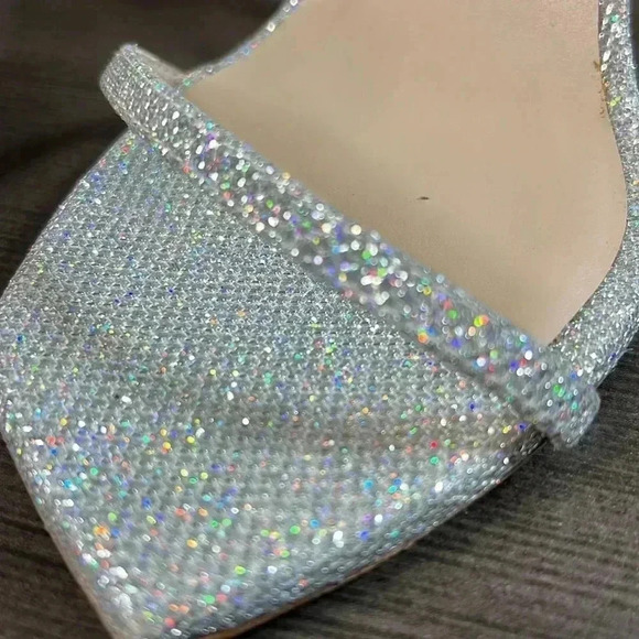 STUART WEITZMAN Nudistcurve Ankle Strap Sandal SILVER CRYSTAL Size 11.5 - Picture 10 of 10